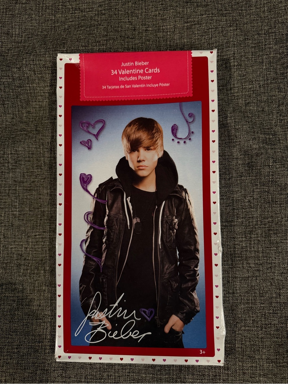 Justin Bieber Purple and Red Valentine Card Poster Pack
